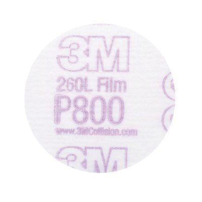 3M Hookit 3 in P800 Abrasive Disc, Polyester Film Backing, White