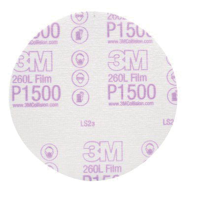 3M 0950 6-inch 1500 Ultra Fine Hookit Film Abrasive Disc, White