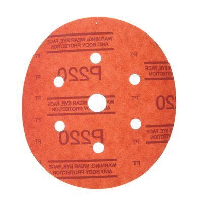 3M™ 01142 316U Series Dust Free Abrasive Disc, 6 in Dia, P220 Grit, Hook and Loop, Red