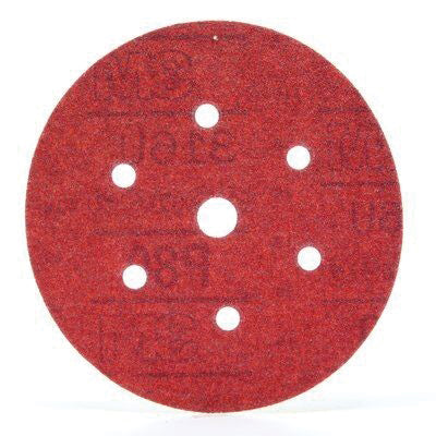 3M™ 01147 316U Series Dust Free Abrasive Disc, 6 in Dia, P80 Grit, Hook and Loop, Red