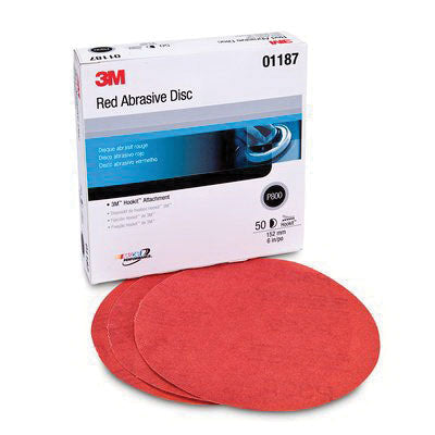 3M™ 01187 316U Series Abrasive Disc, 6 in Dia, P800 Grit, Hook and Loop, Red