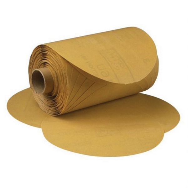 3M 01417 216U Series Abrasive Disc Roll, 5 in Dia, P500 Grit, PSA, Gold β view 2