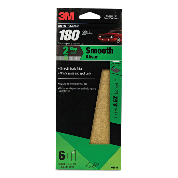 3M Products 03031 Sandpaper, 3-2/3 in W x 9 in L, 180 Grit, Aluminum Oxide Abrasive, Brown, Dry