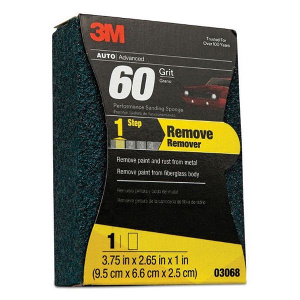 3M Products 03068 Performance Soft Sanding Sponge, 3-3/4 in W x 2-5/8 in L, 1 in THK, 60 Grit, Coars — view 3
