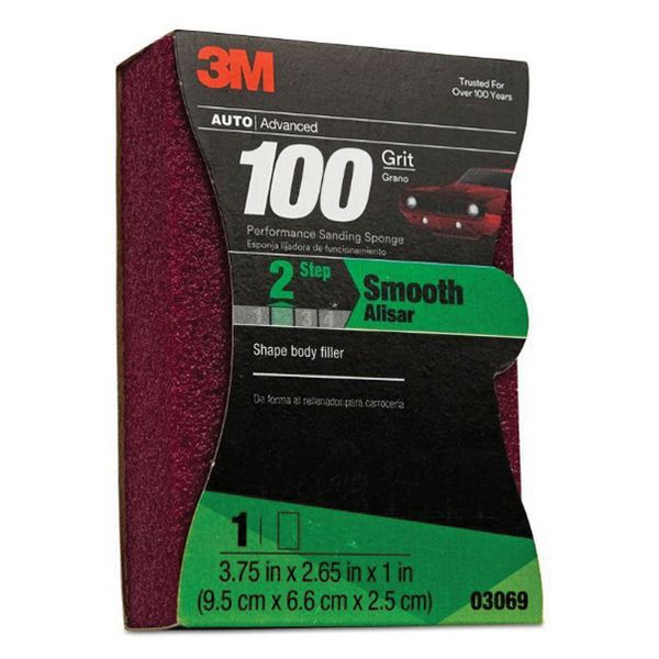 3M 03069 Performance Soft Sanding Sponge, 3-3/4 in W x 2-5/8 in L, 1 in THK, 100 Grit, Medium Grade, — view 3