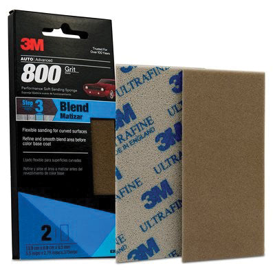 3M Products 03089 Performance Soft Sanding Sponge, 2-3/4 in W x 5-1/2 in L, 800/1000 Grit, Ultra Fin — view 3