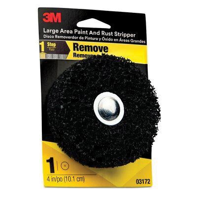 3M Products 03172 Large Area Paint and Rust Stripper, 4 in Dia, Coarse Grade, Black