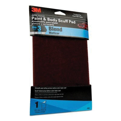 3M 03193 Paint and Body Scuff Pad, 6 in W x 9 in L, Fine, Maroon