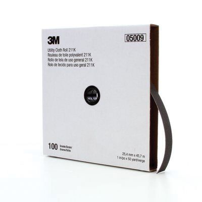 3M 05029 211K Series Utility Cloth Roll, 1-1/2 in W x 50 yd L, 100 Grit, Fine Grade, Aluminum Oxide