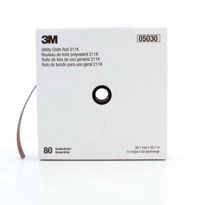 3M 05030 211K Series Utility Cloth Roll, 1-1/2 in W x 50 yd L, 80 Grit, Medium Grade, Aluminum Oxide