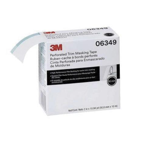 3M™ 06349 Perforated Trim Masking Tape, 10.94 yd x 2 in, 0.12 mm THK, 10 mm Hard Band Width, Blue