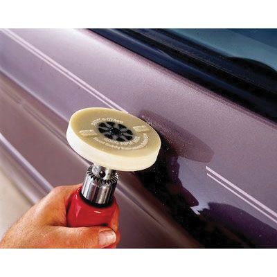 3M 07499 Stripe-Off Eraser Wheel, 4 in Dia x 5/8 in THK Wheel, 3/8-16 Arbor/Shank, 4000 rpm, Beige — view 2