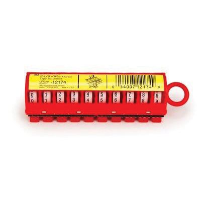 3M Products ScotchCode 12174 STD-0-9 Series Low Voltage Wire Marker Tape Dispenser, 2.4 m x 5.46 mm,