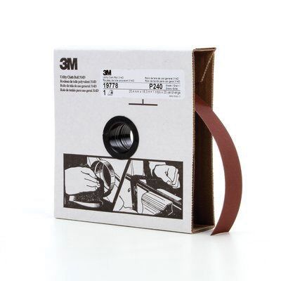 3M Products 19778 314D Series Utility Cloth Roll, 1 in W x 20 yd L, P240 Grit, Very Fine Grade, Alum β view 3