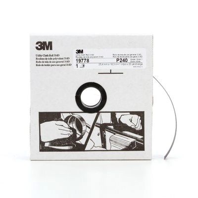 3M Products 19778 314D Series Utility Cloth Roll, 1 in W x 20 yd L, P240 Grit, Very Fine Grade, Alum