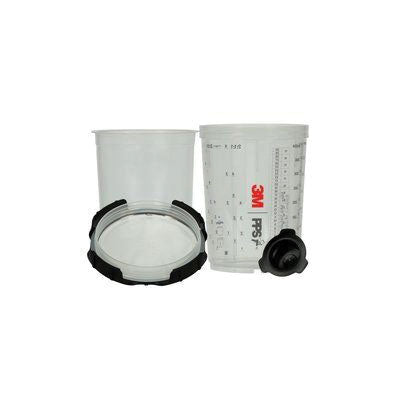 3M PPS Spray Cup Liner Kit 26112 400 mL with 50 Lids, Collars, Liners, Midi Hard Cup and 125 micron