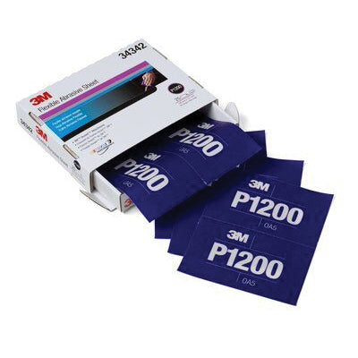 3M 34342 Hookit Flexible Abrasive Hand Sheet - P1200 Fine, Purple, 5-1/2 in x 6.8 in