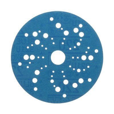 3M 36162 321U Series Multi-Hole Abrasive Disc, 5 in Dia, 220 Grit, Hook and Loop, Blue