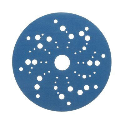 3M Products 36166 321U Series Multi-Hole Abrasive Disc, 5 in Dia, 400 Grit, Hook and Loop, Blue