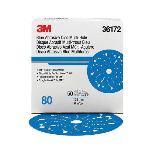 3M 36172 Hookit Multi-Hole Abrasive Disc 80 Blue 6 in for Aggressive Beveling, Back Gouging and β view 2