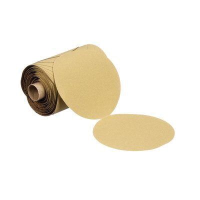 3M 55541 236U Series Abrasive Disc Roll, 5 in Dia, P100 Grit, PSA, Gold — view 2