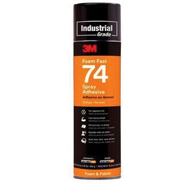 3M Products 82242 74 Series Foam Fast Spray Adhesive, 24 oz Aerosol Can, Foam, Orange, 15 min Curing — view 2