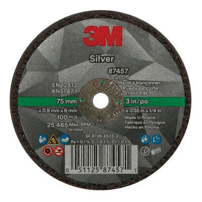 3M 87457 Straight Cut-Off Wheel, 3 in Dia x 0.035 in THK, 1/4 in Center Hole, 25465 rpm — Black — view 2