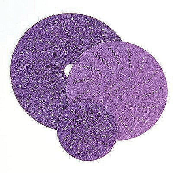 Cubitron™ II 31482 737U Series Multi-Hole Clean Sanding Abrasive Disc, 6 in Dia, 240+ Grit, Hook and Loop, Purple
