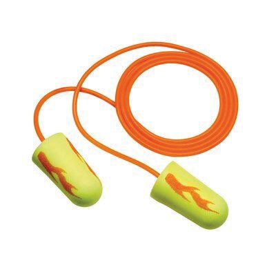 3M 311-1252 E-A-Rsoft Neon Blasts Disposable Corded Ear Plug, 33 dB NRR, Yellow