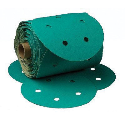 Green Corps™ 01569 246U Series Dust Free Multi-Hole Abrasive Disc, 8 in Dia, 80 Grit, PSA, Green