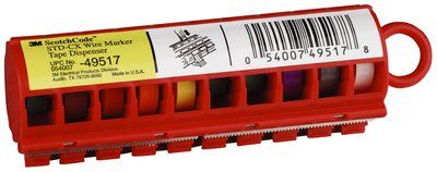 3M Products ScotchCode Wire Marker Tape Dispenser with Tape STD-CX, compact design for ea