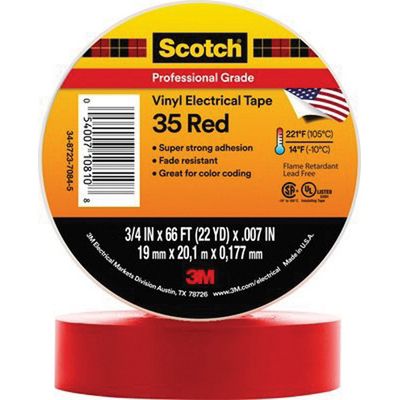 3M Products Scotch 10810 35 Series Premium Grade Color Coding Electrical Tape, 66 ft x 3/4 in, 7 mil — view 3