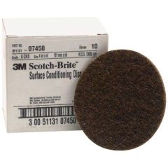 Scotch-Brite™ 07450 SC-DH Series No-Hole Surface Conditioning Disc, 4 in, Coarse Grade, Aluminum Oxide, Brown