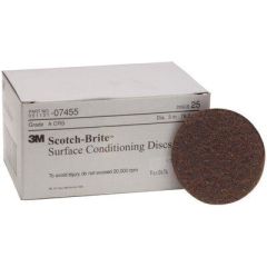 Scotch-Brite™ 07455 SC-DH Series No-Hole Surface Conditioning Disc, 3 in, Coarse Grade, Aluminum Oxide, Brown