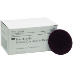 Scotch-Brite™ 07456 SC-DH Series No-Hole Surface Conditioning Disc, 3 in, Medium Grade, Aluminum Oxide, Maroon