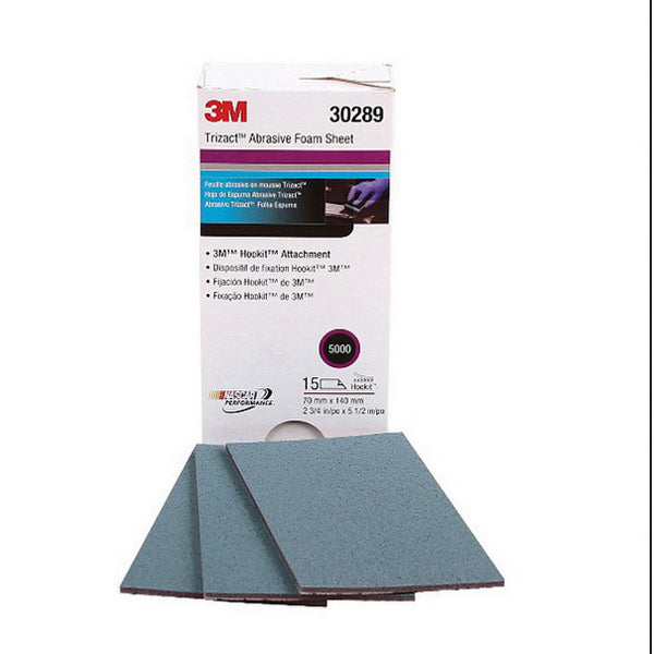 3M Trizact Foam Abrasive Sheet 30289, 2-3/4 in x 5-1/2 in, 5000 Grit, Fine Grade, Silicon Carbide