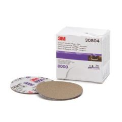 Trizact™ 30804 443SA Series Abrasive Disc, 3 in Dia, P8000 Grit, Hook and Loop, Gray