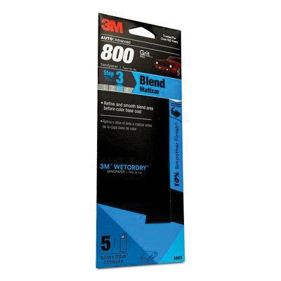 3M Wetordry 3022 Sandpaper 800 Grit Black Paper Backed 3-2/3 in x 9 in