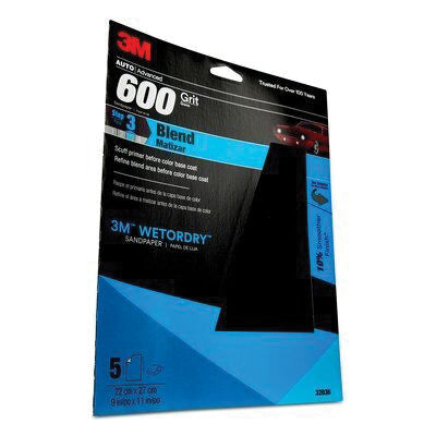 3M Wetordry 600 Grit Black Sandpaper 9 in x 11 in - Part 32036