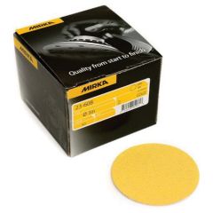 Mirka® Bulldog Gold 23608120 23 Series Semi-Open Coated Grip-On Sanding Disc, 3 in, P120 Grit, Aluminum Oxide