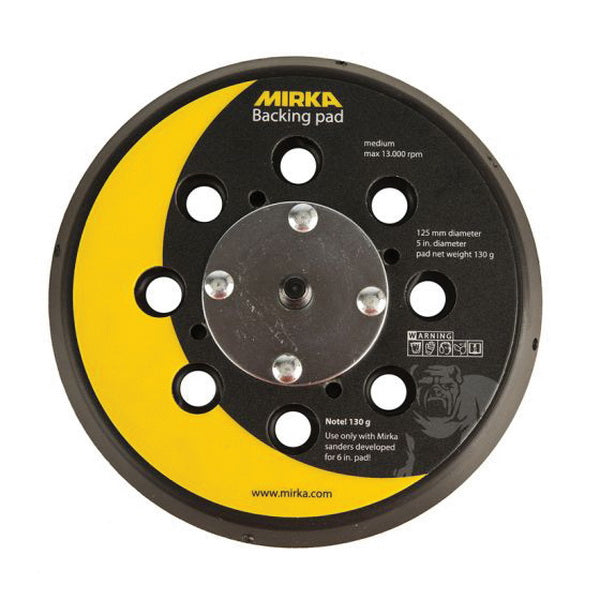 Mirka Abrasives, Inc. Mirka 915GV28-130G Grip Faced Vacuum Back-Up Pad, 5 in Dia, Hook and Loop Atta