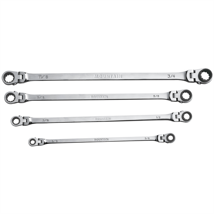 Mountain Flexible Reversible SAE Ratchet Wrench, 4-piece (12, 14, 16 & 18โ)
