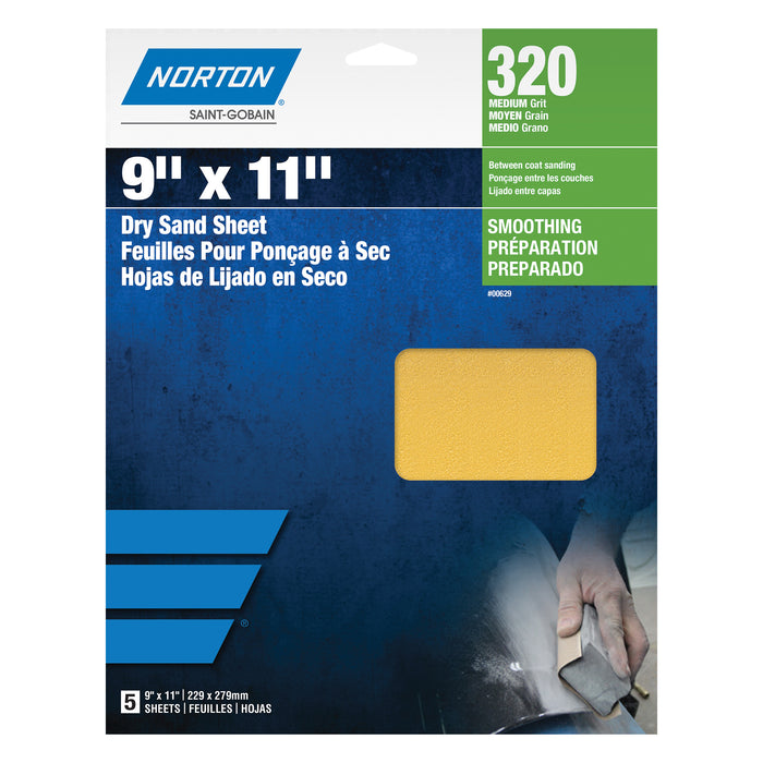 Norton Abrasives Norton Gold Reserve 00630 A296 Series Sanding Sheet, 9 in W x 11 in L, P220 Grit, V