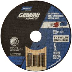 Norton® Gemini® Right Cut™ 23604 Cut-Off Wheel, 6 in Dia, 0.04 in THK Wheel, 7/8 in Center Hole, 10185 rpm