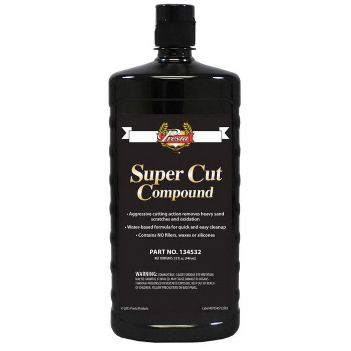 Presta 134532 Super Cut Compound 32 oz Off-White Liquid Bottle