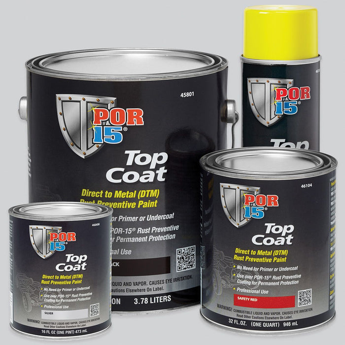 POR-15 46301 Top Coat DTM Paint, 1 gal Can, Safety Yellow, Liquid, 30 to 60 min Curing