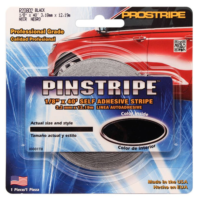 Prostripe R20802 R208 Series Single Color Solid Striping Tape, 40 ft x 1/8 in, Black