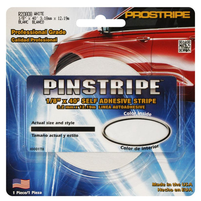 Prostripe R20808 R208 Series Single Color Solid Striping Tape, 40 ft x 1/8 in, White