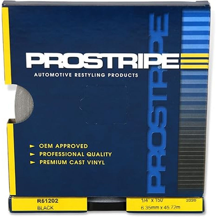 Prostripe R51202 Single Color Solid Striping Tape, 150 ft x 1/4 in, Black