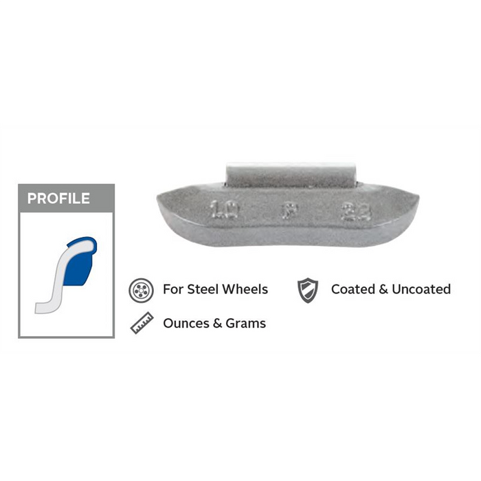 Wegmann Automotive 0.5 oz Lead Uncoated Clip-on P Black Series Wheel Weight (Box of 50)